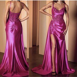 Size 14 Fuchsia Ladivine prom dress, purchased for $248